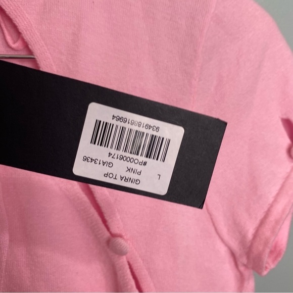 I AM GIA Ginra Top Short Sleeve Cut Out Button Detail Girly Pink Barbie Sz L - Picture 3 of 6